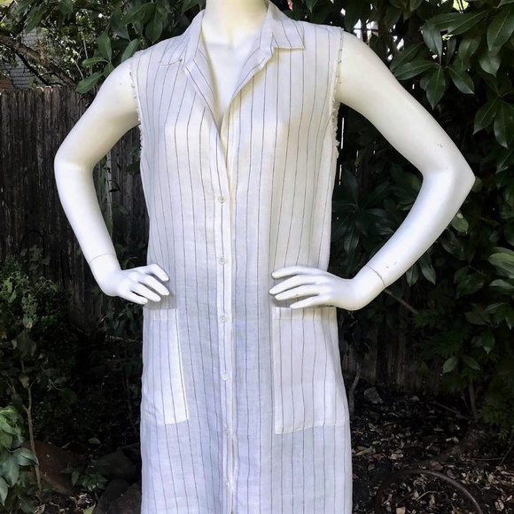 FRAME Striped BOYFRIEND Shirt Dress Maxi Duster S - Picture 6 of 8